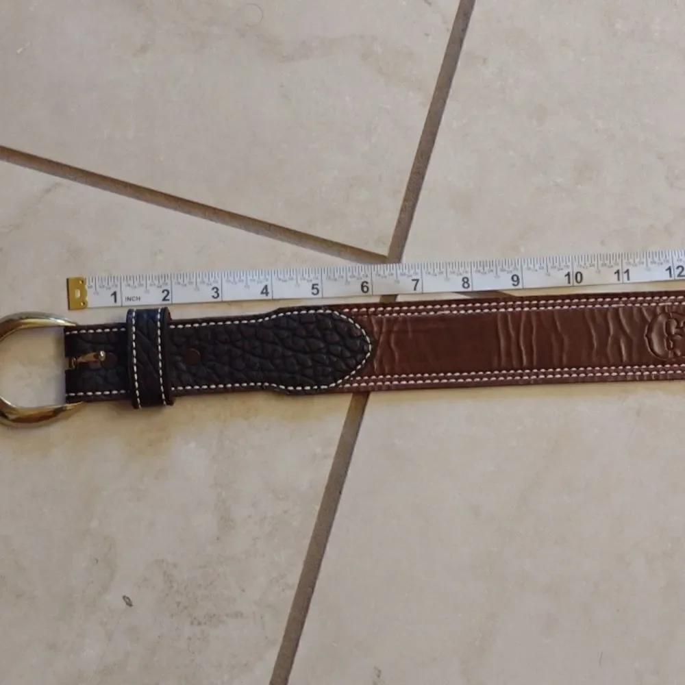 Solid bronze and leather GLO belt Brown Size 28